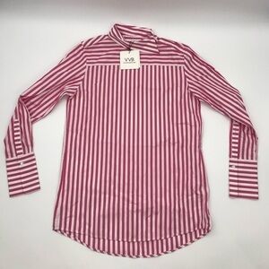 Victoria Beckham Asymmetric Striped Top in Pink & White size US 8